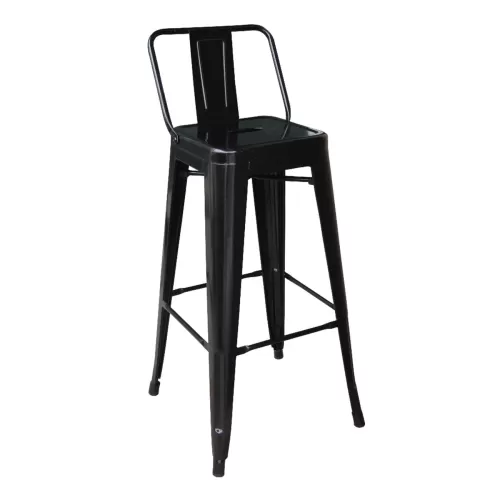 Relix Σκαμπό Bar Με Πλάτη, Μέταλλο Βαφή Μαύρο 44x44x76/97cm