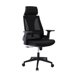 Bf8750 Πολυθρόνα Γραφείου Διευθυντή, Mesh Μαύρο, Ύφασμα Μαύρο 65x64x117/127cm