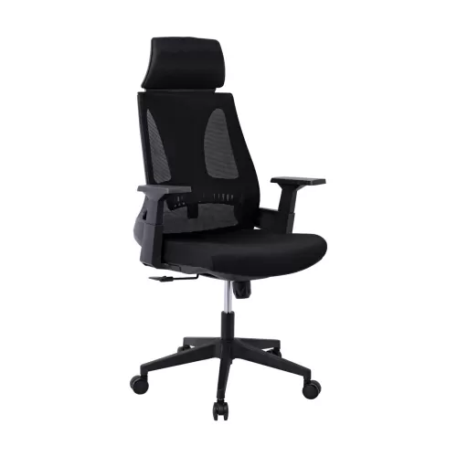 Bf8750 Πολυθρόνα Γραφείου Διευθυντή, Mesh Μαύρο, Ύφασμα Μαύρο 65x64x117/127cm