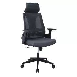 Bf8750 Πολυθρόνα Γραφείου Διευθυντή, Mesh Γκρι, Ύφασμα Γκρι 65x64x117/127cm