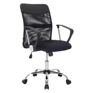Bf2401 Πολυθρόνα Γραφείου Βάση Χρώμιο, Ύφασμα & Mesh Απόχρωση Μαύρο 59x59x92/102cm