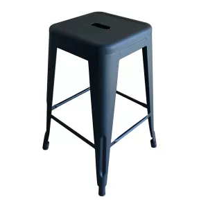 Relix Σκαμπό Bar H.65Cm, Στοιβαζόμενο, Μέταλλο Βαφή Μαύρο Matte 42x42 H.65cm