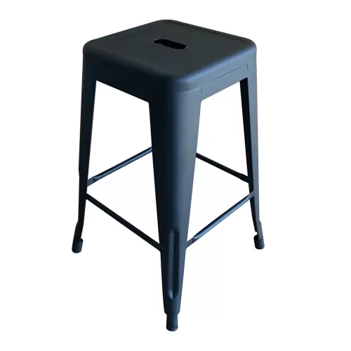 Relix Σκαμπό Bar H.65Cm, Στοιβαζόμενο, Μέταλλο Βαφή Μαύρο Matte 42x42 H.65cm
