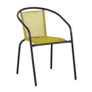 Funky Rattan Πολυθρόνα Κήπου - Βεράντας, Μέταλλο Βαφή Μαύρο, Κορδόνι Pe Κίτρινο 53x65x76cm