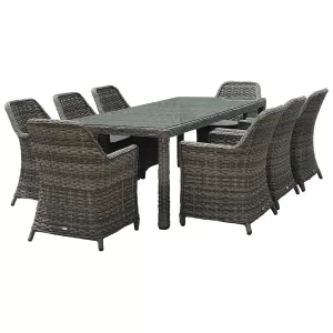 Esperia Set Τραπεζαρία Κήπου Alu,Wicker Grey Brown-Ανθρακί: Τραπέζι 230X100 + 8 Πολυθρόνες Τραπ:230x100x78 Πολ:64x68x90cm
