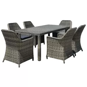 Esperia Set Τραπεζαρία Κήπου Alu,Wicker Grey Brown-Ανθρακί: Τραπέζι 180X90 + 6 Πολυθρόνες Τραπ:180x90x78 Πολ:64x68x90cm