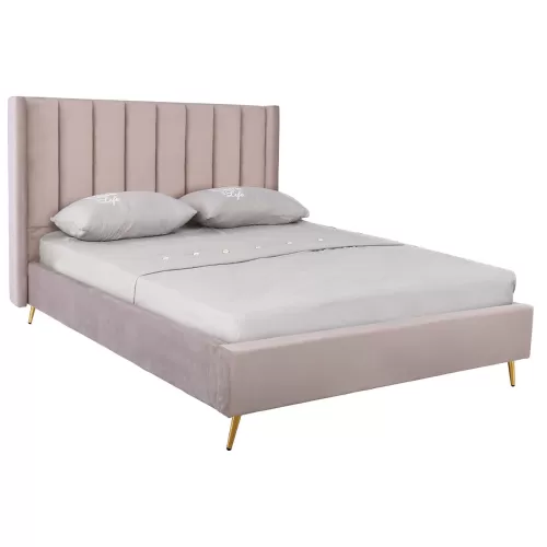 Passion  Κρεβάτι Διπλό Για Στρώμα 160X200Cm, Ύφασμα Velure Απόχρωση Cappuccino 171x227x120cm