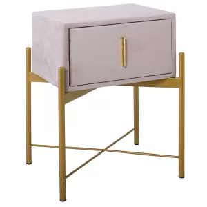 Passion  Κομοδίνο Με 1 Συρτάρι, Ύφασμα Velure Απόχρωση Cappuccino 51x40x65cm
