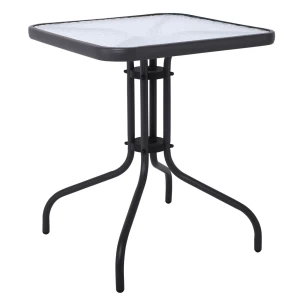 Baleno Τραπέζι Κήπου - Βεράντας, Μέταλλο Βαφή Ανθρακί, Γυαλί Tempered 70x70x70cm