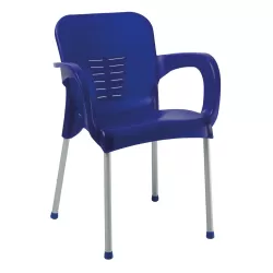 Lara-Ii Πολυθρόνα Dining Στοιβαζόμενη, Alu Silver, Pp Μπλε 60x59x81cm