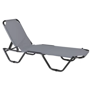 Creta Ξαπλώστρα Αλουμινίου Ανθρακί, Textilene Γκρι, Στοιβαζόμενη 60x197x30cm Προφίλ 25x25x1,5mm
