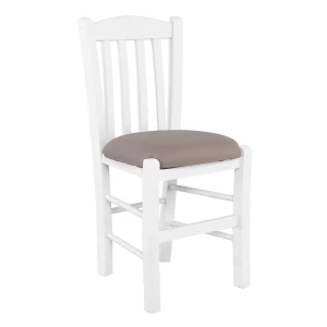 Casa Καρέκλα Οξιά Βαφή Εμποτισμού Άσπρο, Κάθισμα Pu Cappuccino 42x45x88cm Casa Καρέκλα Οξιά Βαφή Εμποτισμού Άσπρο, Κάθισμα Pu Cappuccino 42x45x88cm