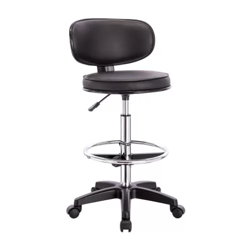 Bf406 Σκαμπό Reception-Ταμείου Pu Μαύρο, Τροχήλατο, Ρύθμιση Ύψους, Περιστρεφόμενο 50x50x90/110cm