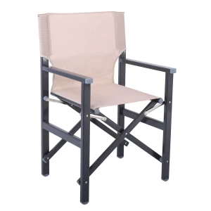 Σκηνοθέτη Πολυθρόνα, Αλουμίνιο Ανθρακί (1,2Mm), Textilene Μπεζ (Μονοκόμματο), Πτυσσόμενη 55x46x88cm