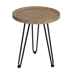 Matrix Τραπεζάκι Σαλονιού Καθιστικού, Μέταλλο Βαφή Μαύρο, Ξύλο Φυσικό Φ45xH.55cm