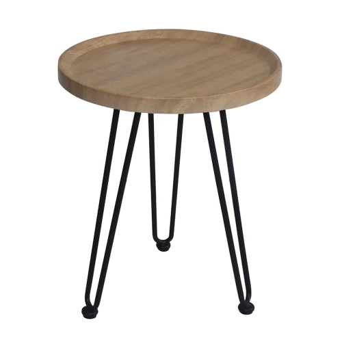 Matrix Τραπεζάκι Σαλονιού Καθιστικού, Μέταλλο Βαφή Μαύρο, Ξύλο Φυσικό Φ45xH.55cm