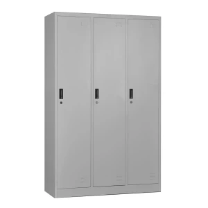 Locker 3 Θέσεων Ερμάριο - Ανά Θέση: 3 Ράφια, Θέσεις Για Κρεμάστρες, Μέταλλο Βαφή Γκρι 115x45x185cm