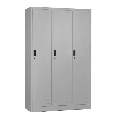 Locker 3 Θέσεων Ερμάριο - Ανά Θέση: 3 Ράφια, Θέσεις Για Κρεμάστρες, Μέταλλο Βαφή Γκρι 115x45x185cm
