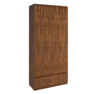 Borneo Ντουλάπα Δίφυλλη Με 1 Εξωτερικό Συρτάρι, Απόχρωση Καρυδί 80x40x180cm