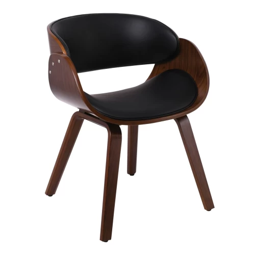 Joy Πολυθρόνα-Pro Τραπεζαρίας Καρυδί, Pu Μαύρο 58x53x75cm