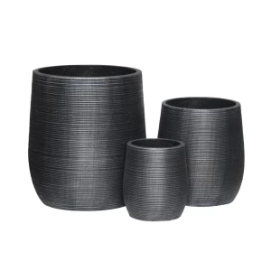 Flower Pot-16 Set 3 Τεμαχίων, Cement Απόχρωση Anthracite Φ23x26 - Φ33x37 - Φ45x50cm