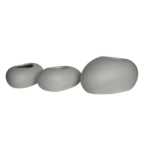Flower Pot-Rock Set 3 Τεμαχίων, Cement Απόχρωση White 40x30x19- 50x32x19- 56x43x29cm