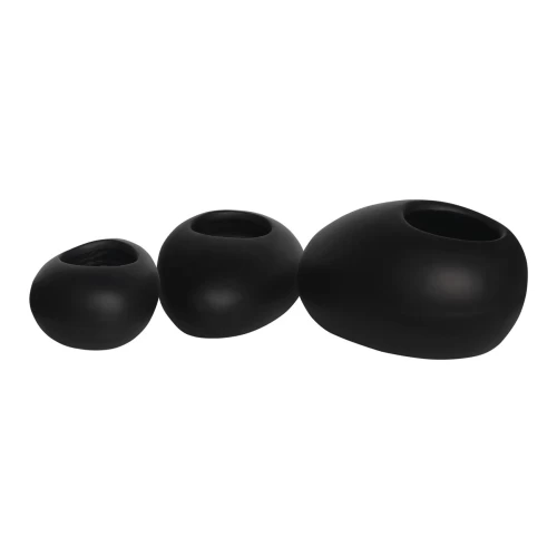 Flower Pot-Rock Set 3 Τεμαχίων, Cement Απόχρωση Black 40x30x19- 50x32x19- 56x43x29cm