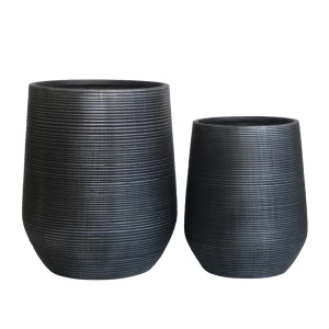 Flower Pot-17 Set 2 Τεμαχίων, Cement Απόχρωση Anthracite Φ45x50cm - Φ53x63cm