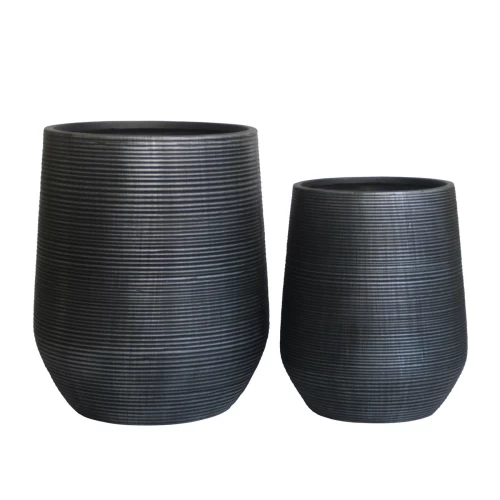 Flower Pot-17 Set 2 Τεμαχίων, Cement Απόχρωση Anthracite Φ45x50cm - Φ53x63cm