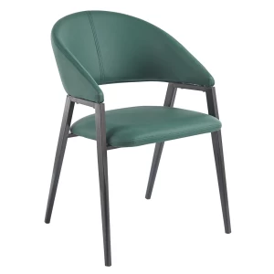 Deli Πολυθρόνα Μέταλλο Βαφή Μαύρο, Pu Forest Green 52x62x83cm