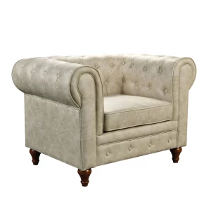 Chesterfield York Πολυθρόνα Σαλονιού - Καθιστικού, Ύφασμα Απόχρωση Μπεζ 110x82x77cm