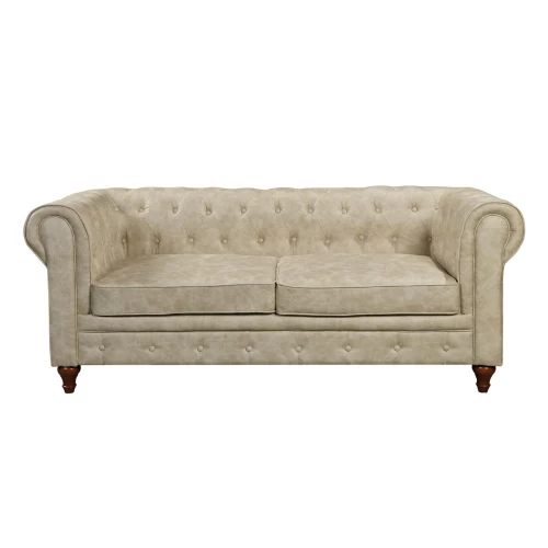 Chesterfield York Kαναπές 3Θέσιος Σαλονιού - Καθιστικού, Ύφασμα Απόχρωση Μπεζ 190x82x77cm