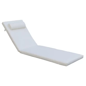 Sunlounger Μαξιλάρι Ξαπλώστρας Με Προσκέφαλο, Ύφασμα Water Repellent Εκρού, Φερμουάρ 196(78+118)x60x7cm