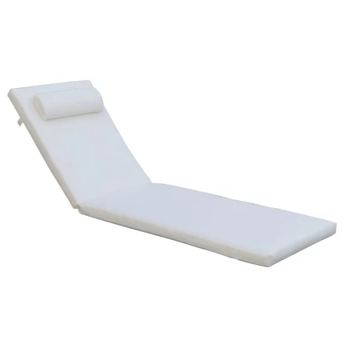 Sunlounger Μαξιλάρι Ξαπλώστρας Με Προσκέφαλο, Ύφασμα Water Repellent Εκρού, Φερμουάρ 196(78+118)x60x7cm