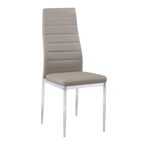 Jetta Καρέκλα Τραπεζαρίας - Κουζίνας, Μέταλλο Χρώμιο, Pvc Cappuccino Full K/D - Συσκ.4 40x50x95cm