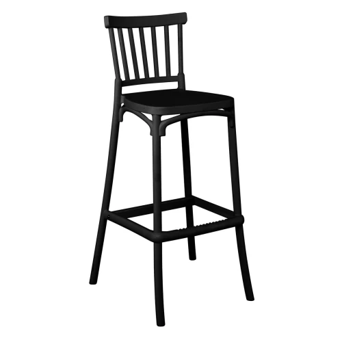 Windsor Σκαμπό Bar, Pp Μαύρο Uv Protection 49x46x103cm