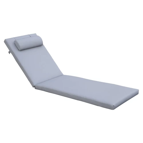 Sunlounger Μαξιλάρι Ξαπλώστρας Με Προσκέφαλο, Ύφασμα Water Repellent Γκρι, Φερμουάρ 196(78+118)x60x7cm