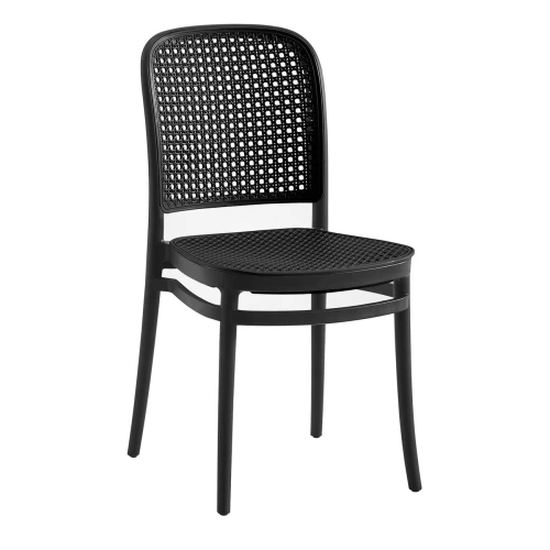 Florence Καρέκλα Pp Μαύρο, Pp Rattan Μαύρο, Στοιβαζόμενη 41x41x83cm