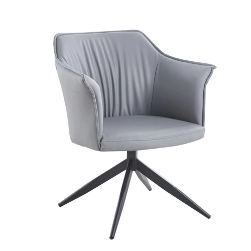 Evelyn Πολυθρόνα Περιστρεφόμενη, Μέταλλο Βαφή Μαύρο, Pu Γκρι 64x63x80cm