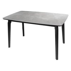 Dalin Τραπέζι Τραπεζαρίας- Κουζίνας, Ξύλο Μαύρο-Επιφάνεια Sintered Stone Grey Marble 130x80x74cm