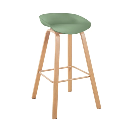 Pent Σκαμπό Bar, Μέταλλο Βαφή Φυσικό, Pp Πράσινο 49x52x72/84cm