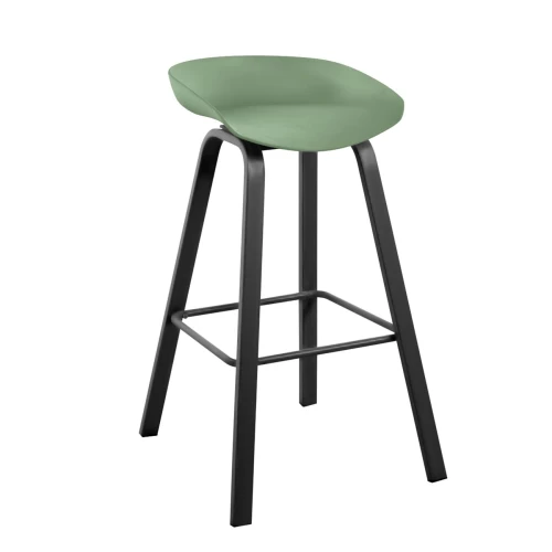 Pent Σκαμπό Bar, Μέταλλο Βαφή Μαύρο, Pp Πράσινο 49x52x72/84cm