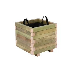 Flower Pot Wood Γλάστρα, Εμποτισμού Pine, Απόχρωση Φυσικό, 30X30X32Cm 30x30x32cm