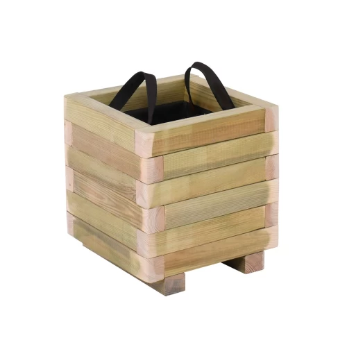 Flower Pot Wood Γλάστρα, Εμποτισμού Pine, Απόχρωση Φυσικό, 40X40X36Cm 40x40x36cm