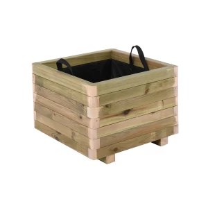 Flower Pot Wood Γλάστρα, Εμποτισμού Pine, Απόχρωση Φυσικό, 50X50X36Cm 50x50x36cm