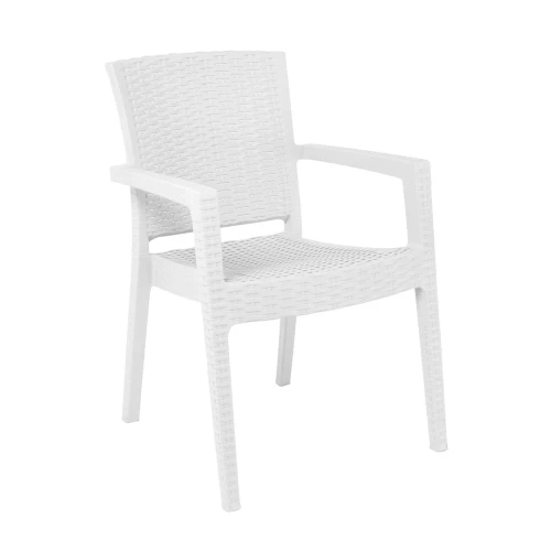 Lora-Pro Πολυθρόνα Στοιβαζόμενη, Pp (Rattan Look) Απόχρωση Άσπρο 58x61x87cm