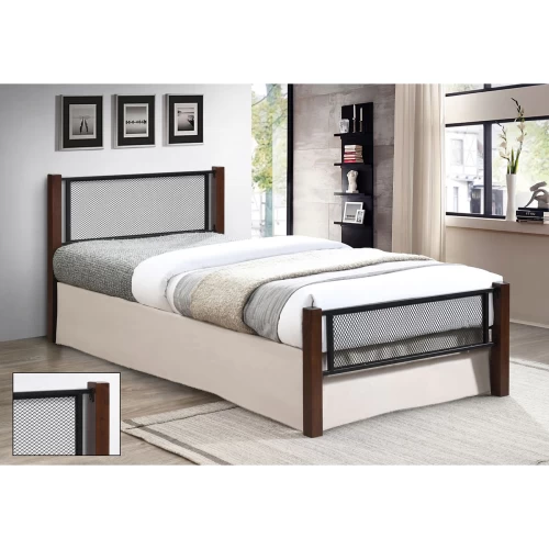 Νετ Κρεβάτι Μονό Για Στρώμα 90X190Cm, Μέταλλο Βαφή Μαύρο, Ξύλο Καρυδί 95x200x81(Στρώμα 90x190)cm