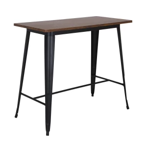 Relix Wood Dark Oak Τραπέζι Bar-Pro, Μέταλλο Βαφή Μαύρο 120x60x102cm