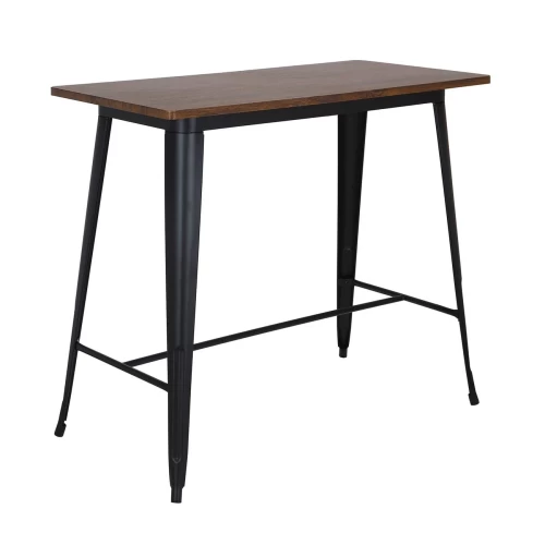 Relix Wood Dark Oak Τραπέζι Bar-Pro, Μέταλλο Βαφή Μαύρο 120x60x102cm