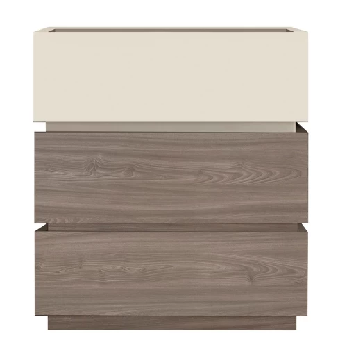 Vanity Κομοδίνο 3 Συρτάρια Αποχρώσεων Sonoma Oak & Cream, Με Αποσπώμενα Χρωματικά Μέρη 60x40x66cm